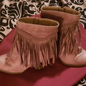 Sand smooth Salem fringe ankle boot